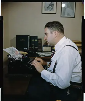 Typewriter Artist at Work on Picture
