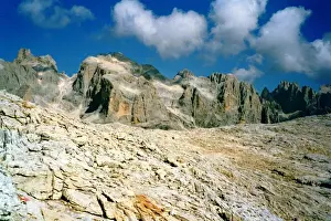 Coral Colored Prints: Typical landscape of Dolomites