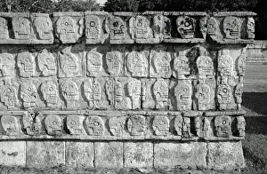 Human Skull Prints: Tzompantli Skull Carvings, Chichen Itza