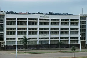 Prints of The Queen's Chambers and Ministry of Social Development in Kampala, Uganda, circa 1962. The building commemorates Queen Elizabeth II's visit to Uganda in 1954 Queen Elizabeth II Prints: Uganda Queen's Chambers