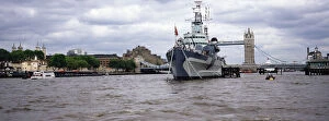 Images Dated 30th January 2007: UK, England, London, Tower Bridge and HMS Belfast on River Thames