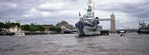 Travel Destination Prints: UK, England, London, Tower Bridge and HMS Belfast on River Thames
