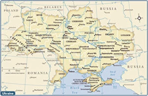 Top Sellers - Art Prints Gallery: Ukraine country map