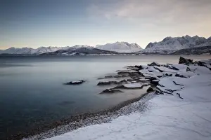 Fiord Prints: Ullsfjord near Oldervik in winter, Tromso, Norway, Europe