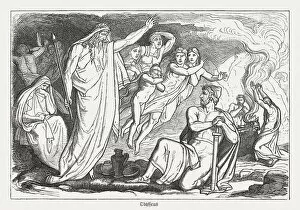 Images Dated 6th June 2016: Ulysses in Hades, Greek mythology, wood engraving, published in 1880