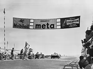 Racecar Prints: Umberto Maglioli's Race Car Crossing the Finish Line