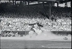 John Stevens Prints: Umpire Calling Bobby Richardson Safe at Plate