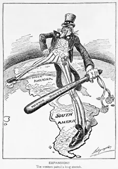 Uncle Sam with a Big Stick Political Cartoon by Louis Dalrymple