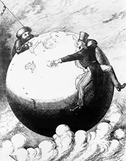 Uncle Sam and Ivan Hanging onto the World