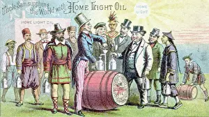 Petroleum Prints: Uncle Sam Supplying the World With Home Light Oil Lithograph