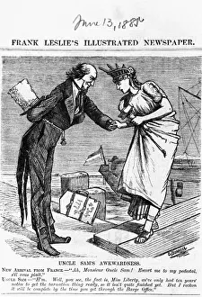 Bowing Prints: Uncle Sam's Awkwardness Political Cartoon