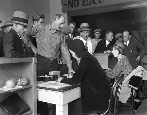 Unemployment Prints: Unemployed Men Registering to Get Jobs