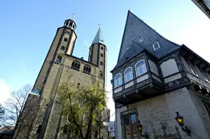 Lower Prints: UNESCCO World Heritage Site picturesque old town Marktkirche Goslar Lower Saxony Germany