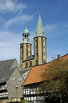 Lower Prints: UNESCCO World Heritage Site picturesque old town Marktkirche Goslar Lower Saxony Germany