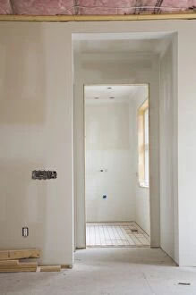 Unfinished bathroom in a residential home, Quebec, Canada