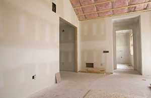 Images Dated 31st August 2011: Unfinished room and bathroom in a residential home, Quebec, Canada