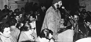 Uniformed Fidel Castro at Podium