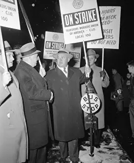 Michael J Prints: Union Leader Michael Quill Picketing with Followers