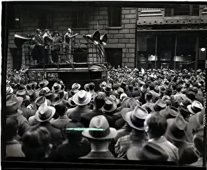 Michael J Prints: Union Members Listening to Speech