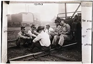 Yard Prints: Union Men Talking In Train Yard