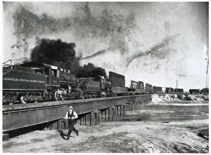 Prints of (Original Caption). Gates for Hoover Dam A Timeless Collection of Hoover Dam Photography: Union Pacific Railroad Pulling Gate Sections