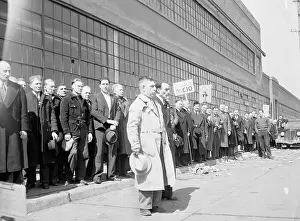 Dearborn Prints: Union Picketers Pausing to Listen to American Tune