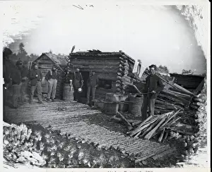 Camp Prints: Union Soldiers Around Kitchen Cabin