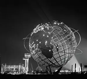 Retrofuturism Prints: Unisphere at Night with Capital Lights