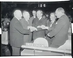 Warren R Prints: United Nations Delegates Shaking Hands