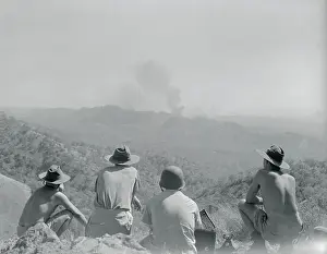 United Nations Lookouts Watching Bomb Droppings
