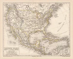 Images Dated 24th June 2015: United States of America, Mexico and Central America, published in 1878