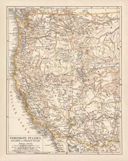 Images Dated 24th June 2015: United States of America, West Coast, ithograph, published in 1878
