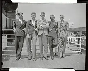 United States Davis Cup Team Posing on Ship's Deck