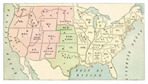 Images Dated 3rd March 2017: United States map 1875