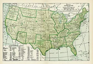 United States Map With Data From Census Of 1900