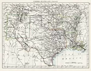 Images Dated 23rd August 2016: United States South West Central map 1897