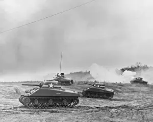 United States Tanks on Field Mission in World War II