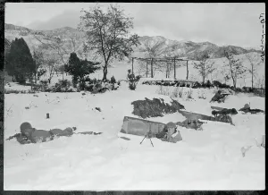 North Korea Prints: United States Troops Positioned in the Snow with Their Guns