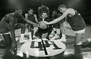 University Basketball Team with Coach