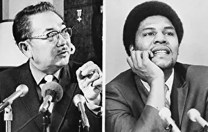 Black Power Prints: University President S.I. Hayakawa Addressing Media