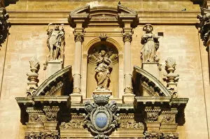 Ragusa Prints: Detail of the upper part of the portal Cathedral San Giovanni Ragusa Italy
