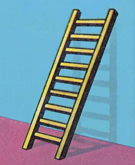 Illustration And Pain Prints: Upright Ladder