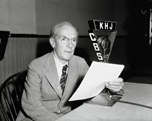 Upton Sinclair Speaking into CBS Microphone
