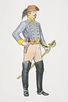 Smoking Prints: US, American Civil War cavalry captain holding sword, side view