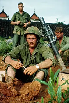 Bien Hoa Prints: U.S. Army 1st Brigade Infantry Eating C-Rations