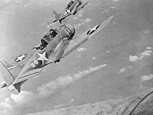 Midway Prints: U.S. Navy Plane Attacking Japanese Warcraft