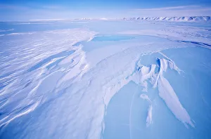Polar Climate Gallery: USA, Alaska, North Slope, Franklin Buffs, snow and ice covered Arctic river