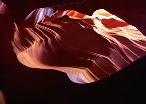 Prints of USA, Arizona, Antelope Canyon, water-carved red sandstone A Curated Collection of Warm Elegance: USA, Arizona, Antelope Canyon, water-carved red sandstone