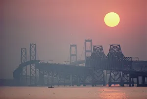 Paul Souders Photography Gallery: USA, Maryland, Chesapeake Bay Bridge near Annapolis, sunset