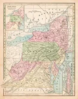 Images Dated 6th March 2017: USA middle states map 1875